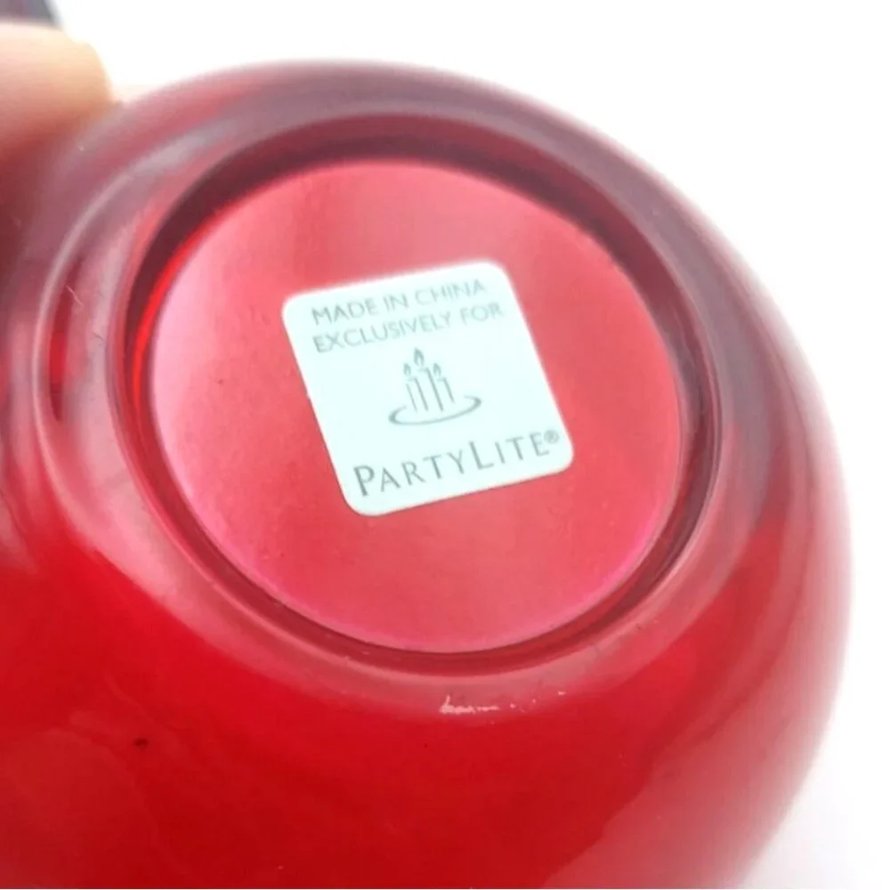 Partylite Natures Bounty Ruby Red Apple Glass Tea Light Votive Candle Holder - Picture 7 of 7